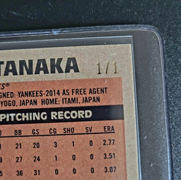 2018 Masahiro Tanaka 1/1  1983 card #83-78 - Picture 3 of 8